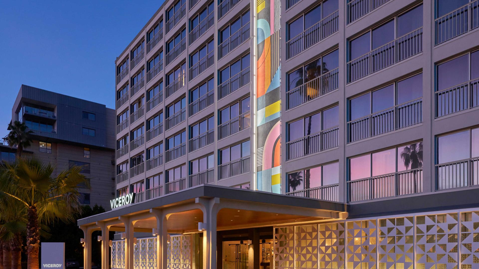 Viceroy Santa Monica facade with art mural