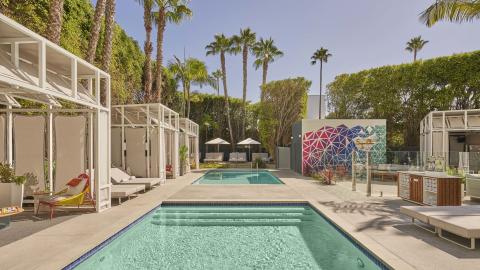 The pool with cabanas at Sugar Beach