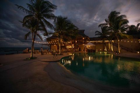 The beach at night at Riviera Maya