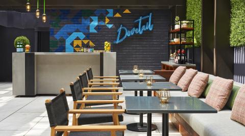 The outdoor patio at Dovetail restaurant