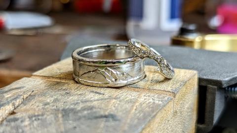 A close-up image of two rings