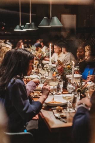 People having a nice dinner at a restaurant 