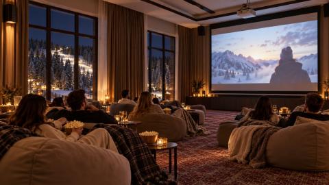 Movie screen in a VKS lounge