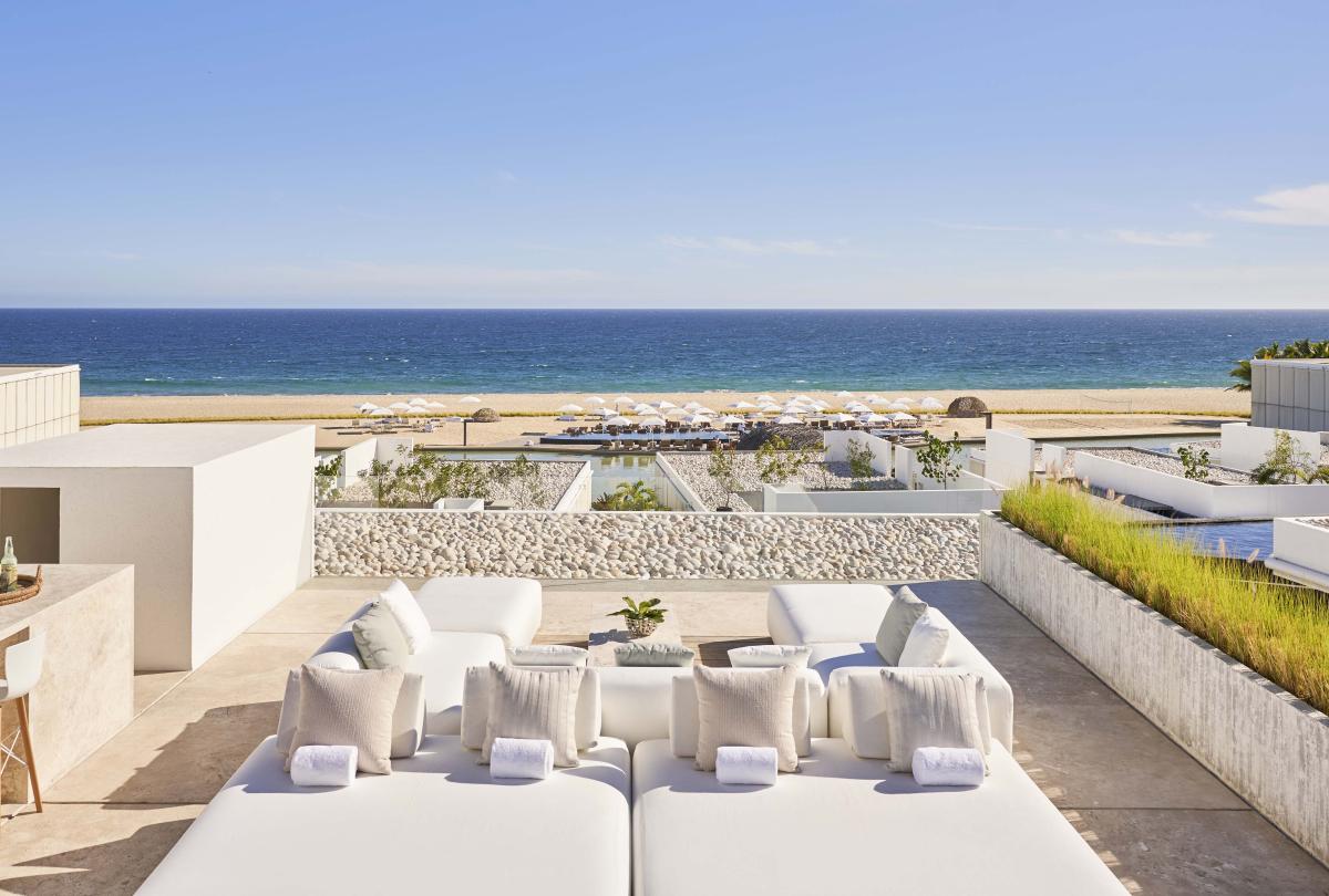 los cabos outdoor seating area facing the beach for three bedroom casita