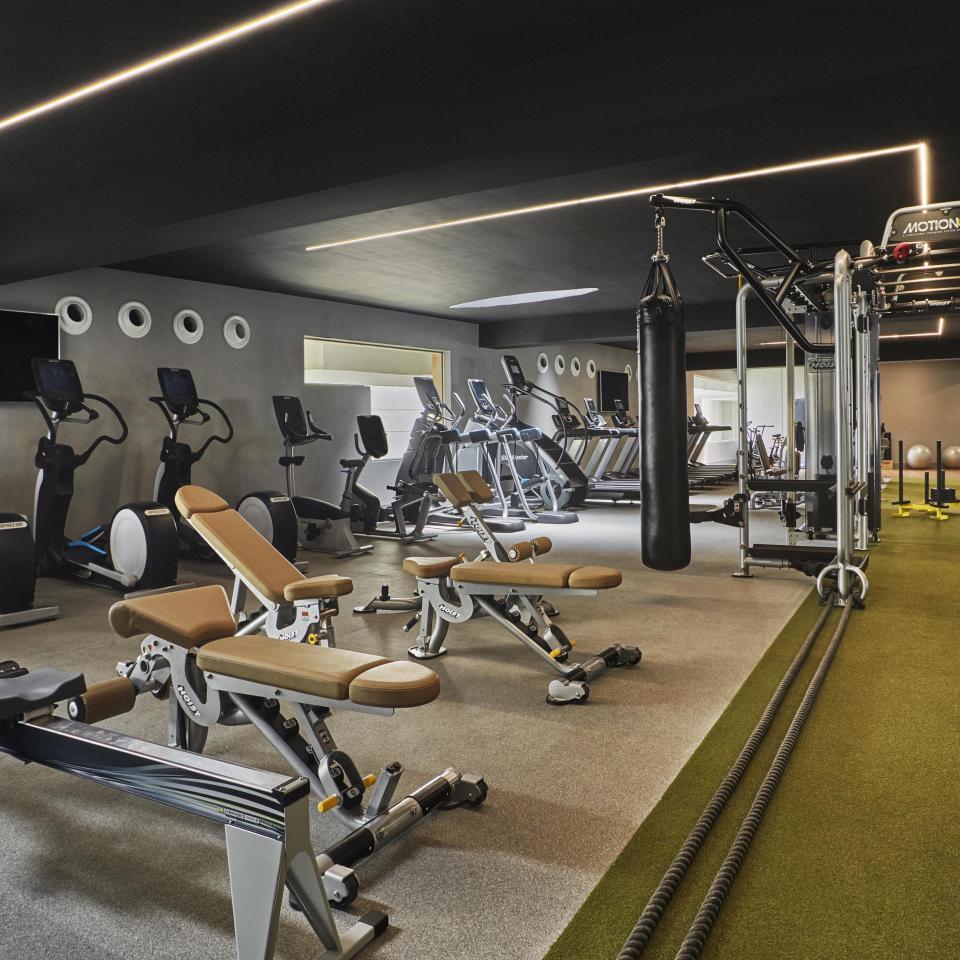 interior of gym with exercise equipment