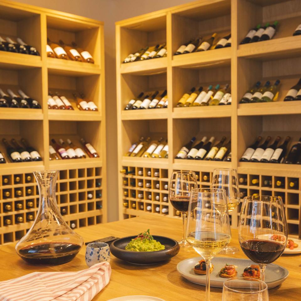A dinner spread in the Wine Bar at Los Cabos