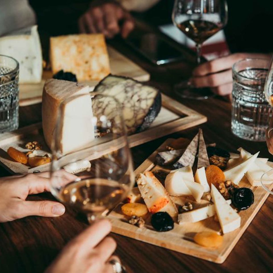 A cheese boars with glasses of wine at Bellvino wine bar at Viceroy Ombria Algarve