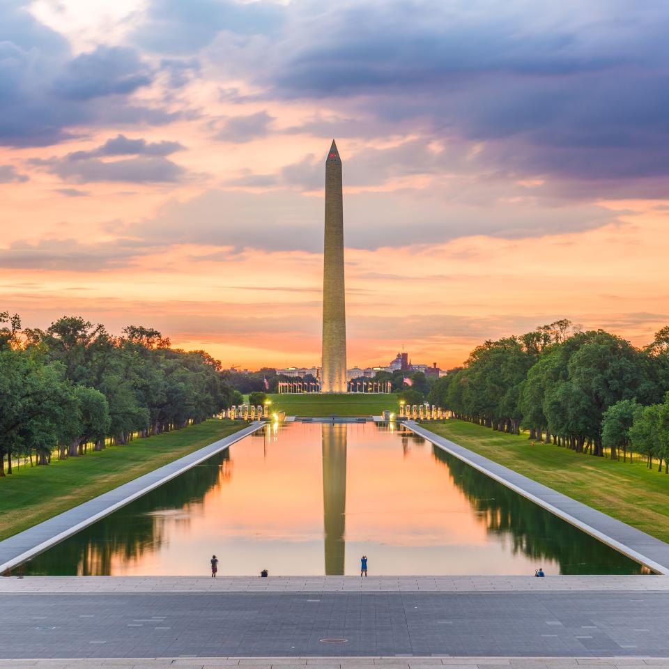 The National Mall in Washington, DC at sunset