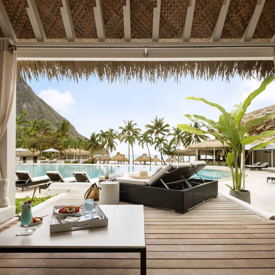 interior view of lounge area beside pool
