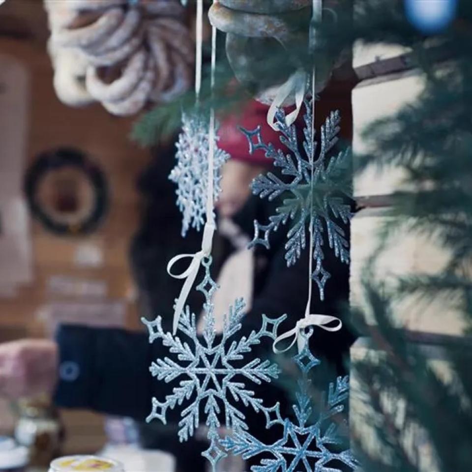 Ornaments hang from Viceroy Ombria Algarve's Winter Wunderland Tree.