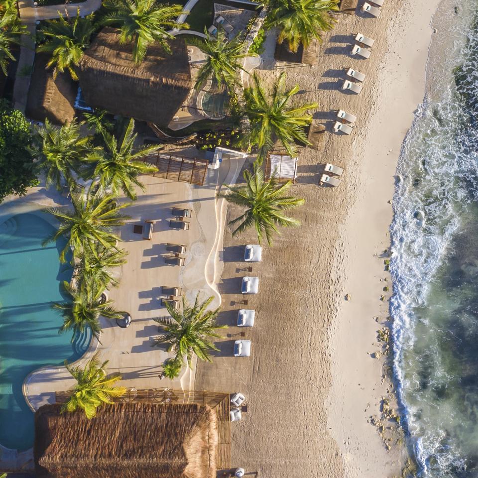 aerial view of Viceroy Riviera Maya tropical beach resort in Playa del Carmen, Mexico