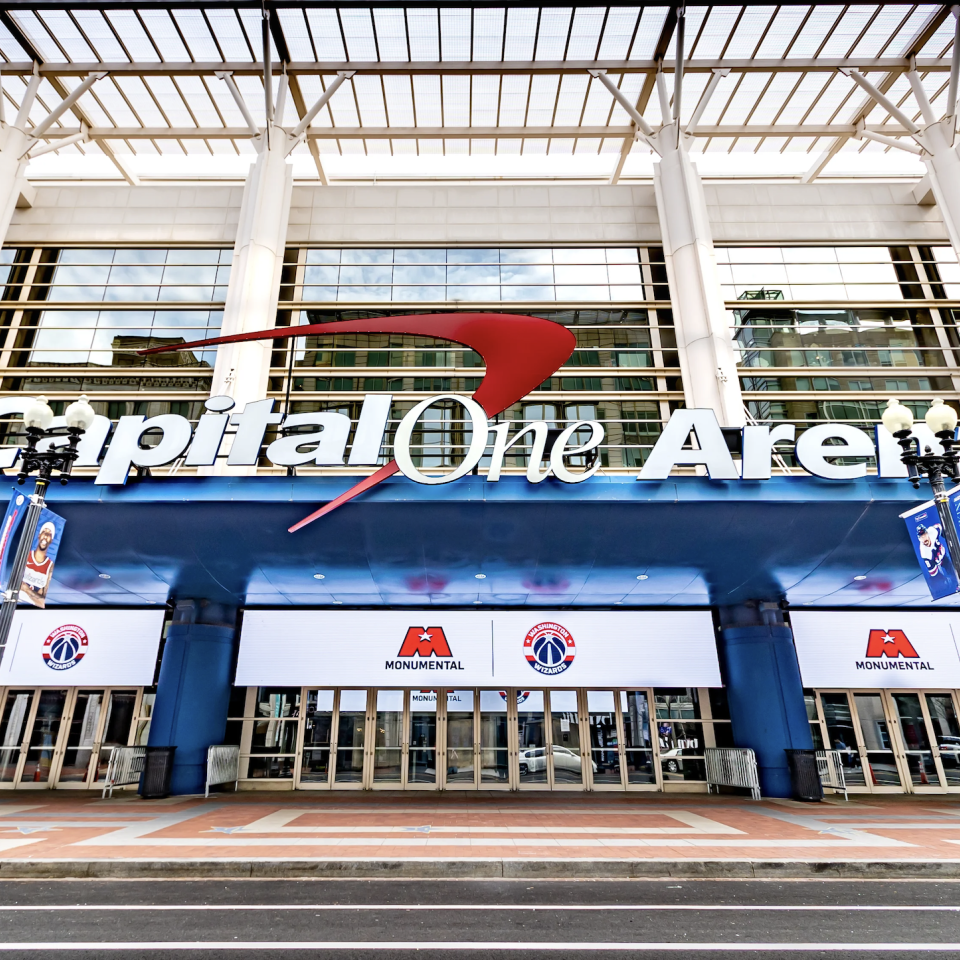 the exterior of the Capital One Arena in Washington, D.C. 