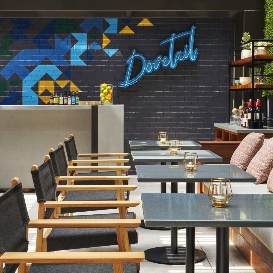 An outdoor patio dining section at Dovetail