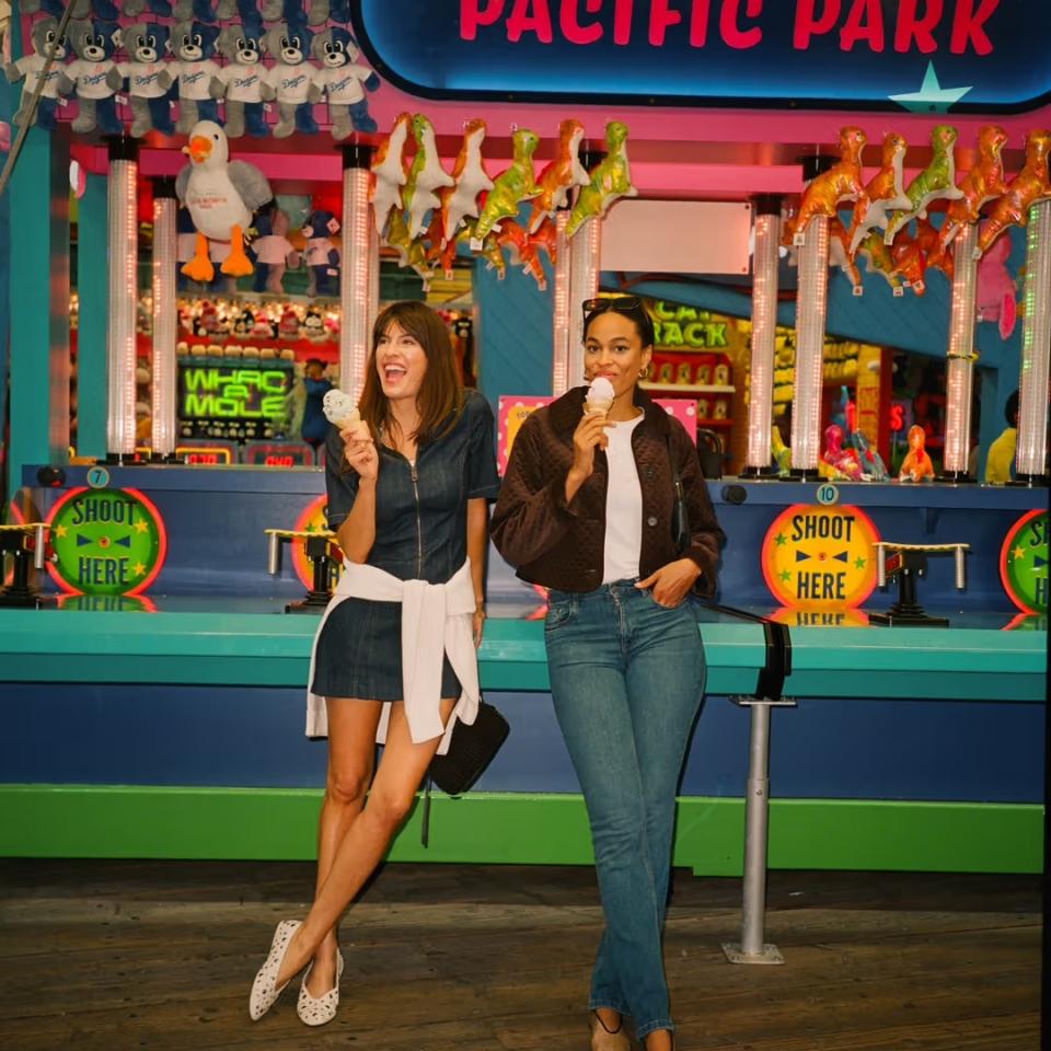 two girls standing at Pacific Park