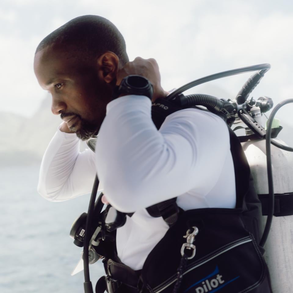 Elijah Jn Baptiste, a diver in St. Lucia