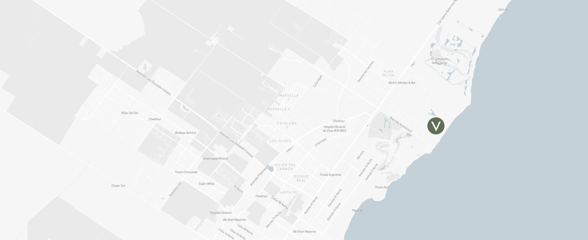 map of riviera maya hotel with location