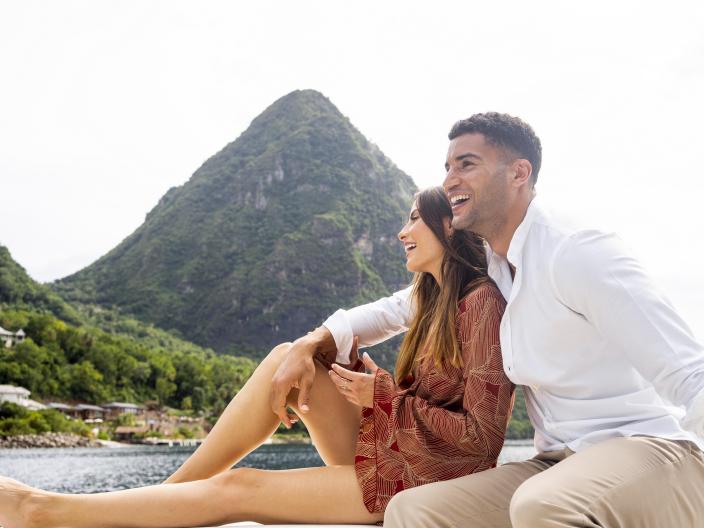 couple lounge on boat