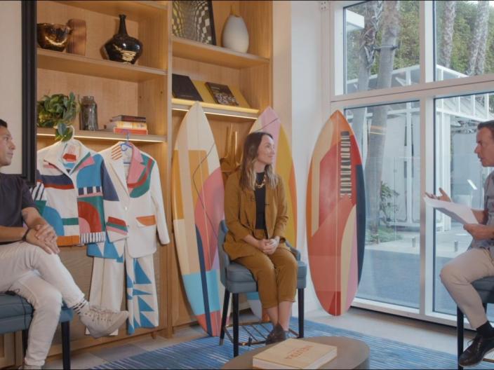Artist Erin Miller Wray talks with an interviewer