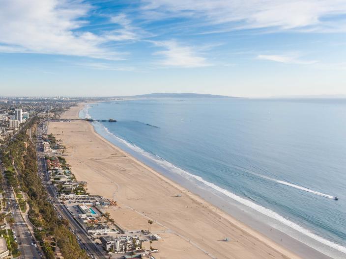 Aerial view of Santa Monica beach