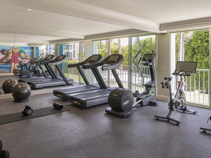 The Viceroy Santa Monica fitness center, with excercise bikes and treadmills