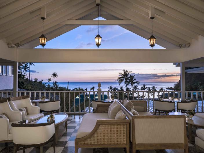 The patio at Saltwood Restaurant at sunset