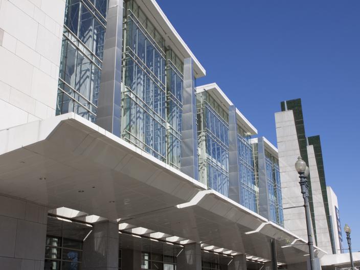 The exterior of the Walter E Washington Convention Center in Washington DC
