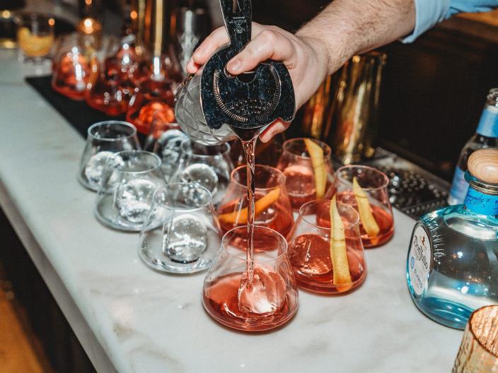 bartender pouring drinks Somerset bar