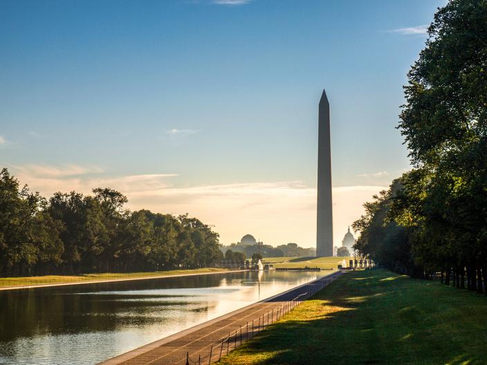 The Washington Monument at golden hour