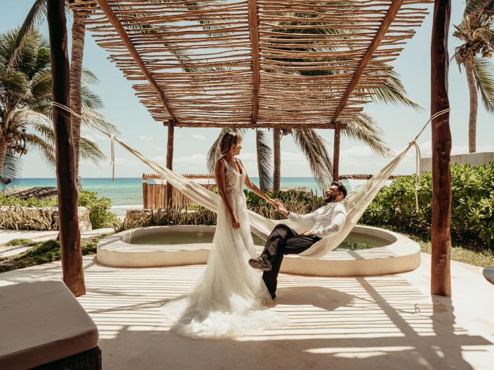 A bride and groom 