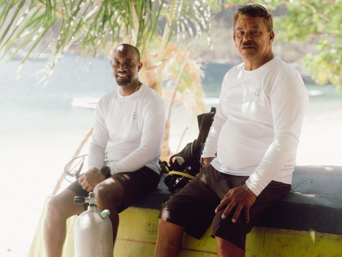 Vitus and Elijah, divers at Sugar Beach