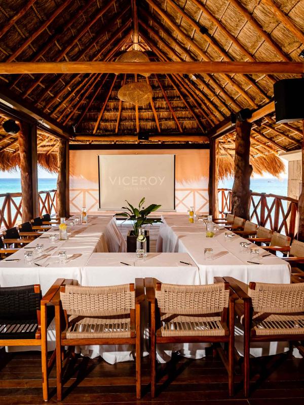 Covered outdoor meeting venue on the beach 
