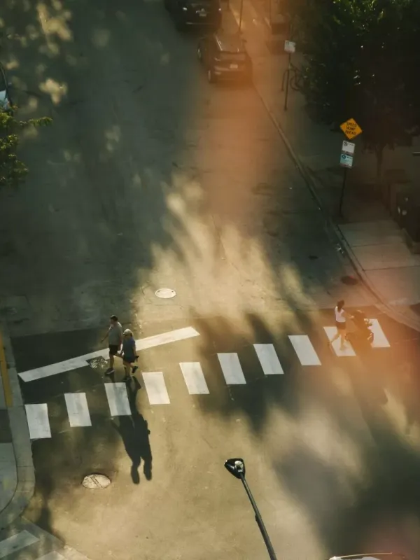 An empty Chicago street, viewed from above