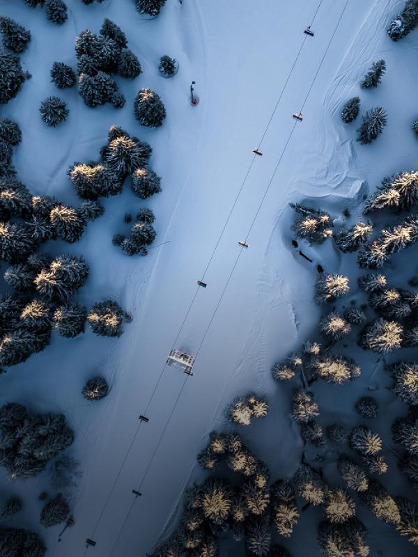 Aerial view of a ski lift on the Kopaonik mountains