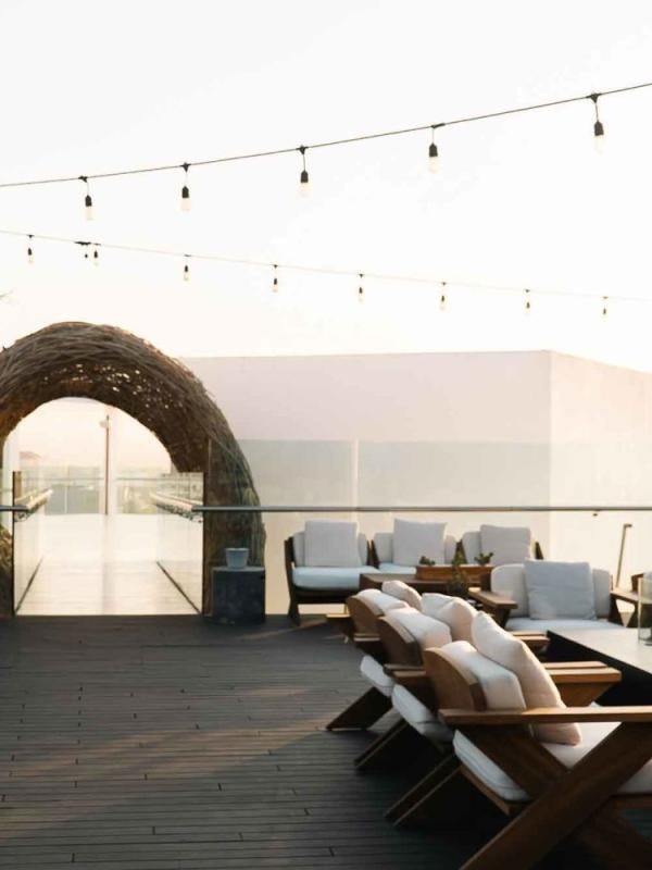 A rooftop patio at Viceroy Los Cabos