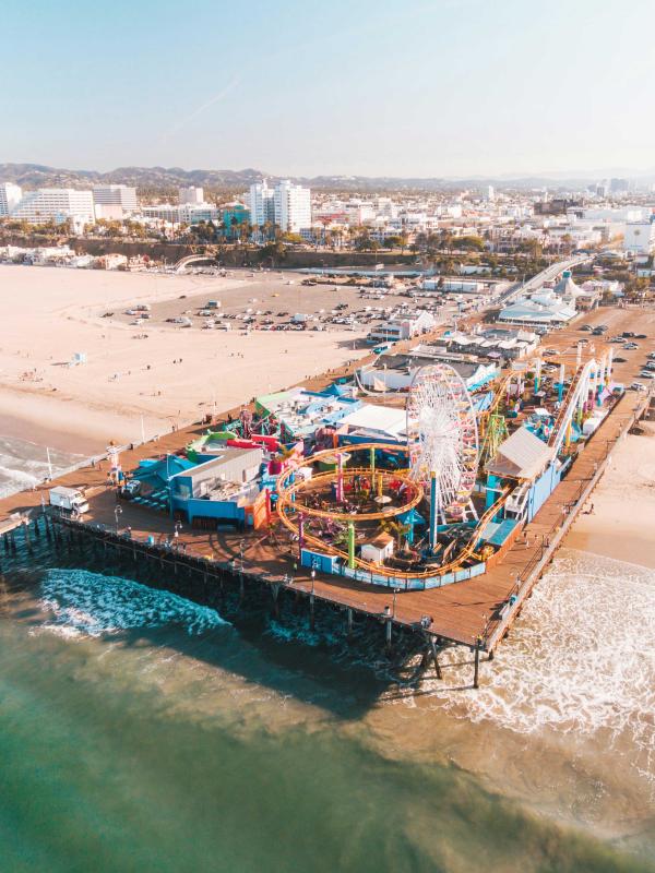 An aerial view of Santa Monica pier