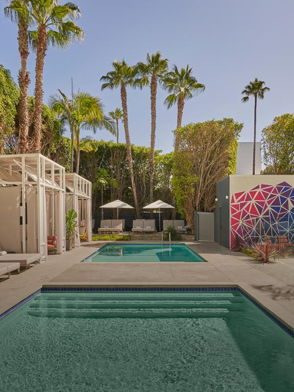 Viceroy Santa Monica pool and surrounding cabanas