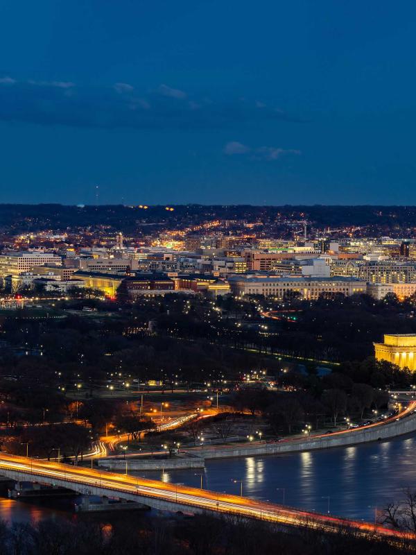A view of Washington at night time from Viceroy Zena Washington DC