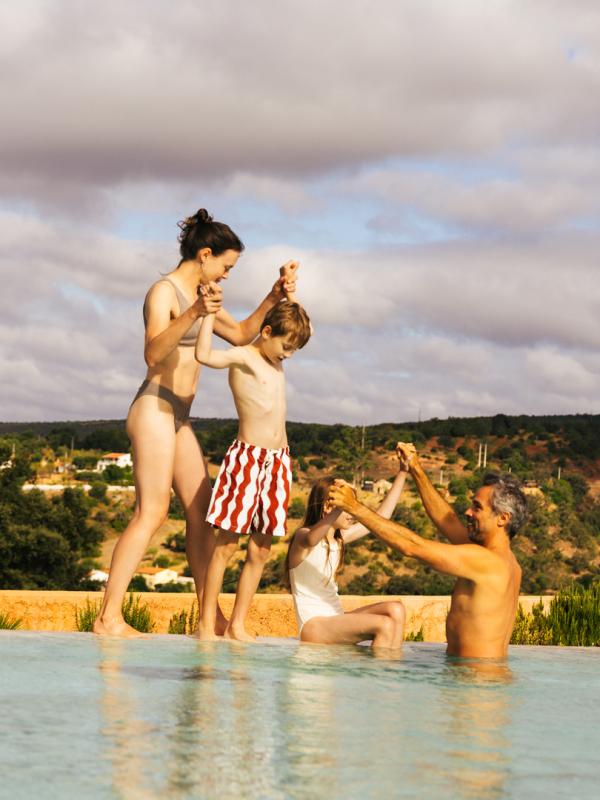 family at the pool
