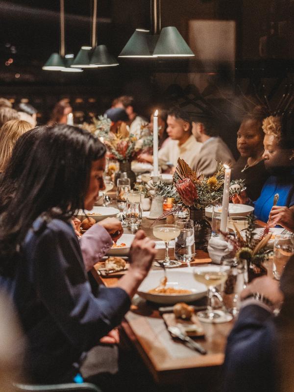 People having a nice dinner at a restaurant 