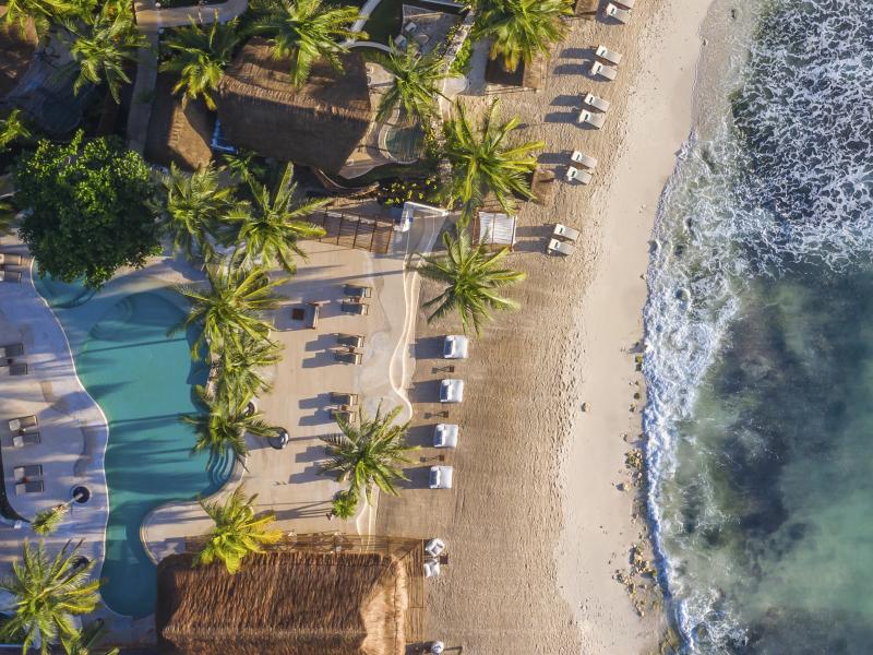 aerial view of Viceroy Riviera Maya tropical beach resort in Playa del Carmen, Mexico
